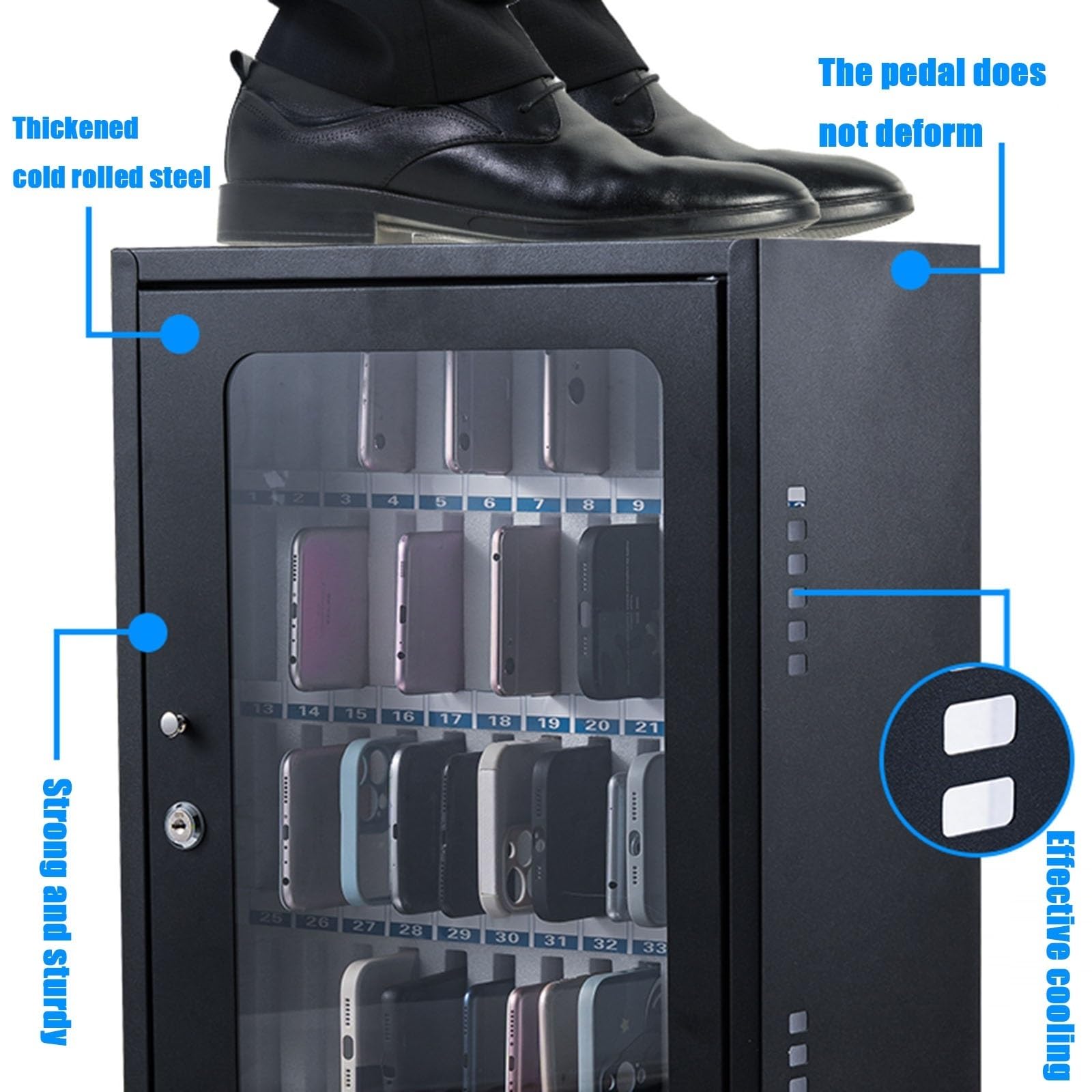 Armadietto per telefoni cellulari in acciaio, montabile a parete con serratura, portatile, cassaforte per telefoni cellulari della scuola aziendale(60 slots)