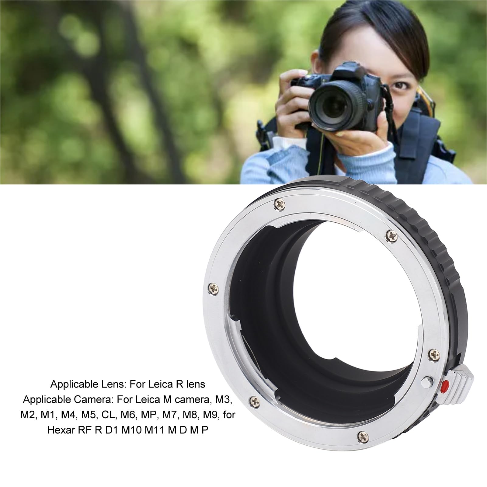 Bague de Conversion D'adaptateur de Monture D'objectif pour Leica R vers M, Convertisseur D'objectif en Aluminium à Commande Manuelle Compatible avec M3, M2, M1, M4, M5, CL, M6,