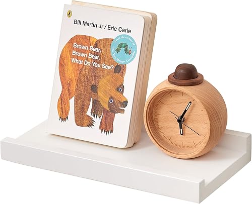 Estantes flotantes blancos, estante de pared de roble de madera natural, estante de repisa para fotos para el hogar, oficina, sala de estar,