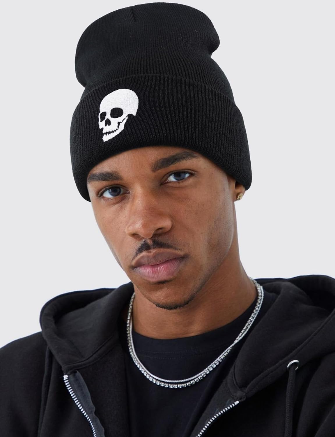 Gothic Skull Beanie Hats for Men Women, Skeleton Cuffed Winter Hat for Goth Gifts, Indoor and Outdoor Outfit Matching - Image 2