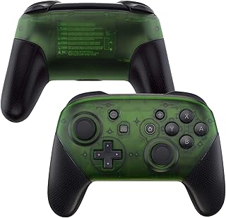 eXtremeRate Transparent Clear Green Faceplate and Backplate for Nintendo Switch Pro Controller, DIY Replacement Shell Housing Case for Nintendo Switch Pro - Controller NOT Included