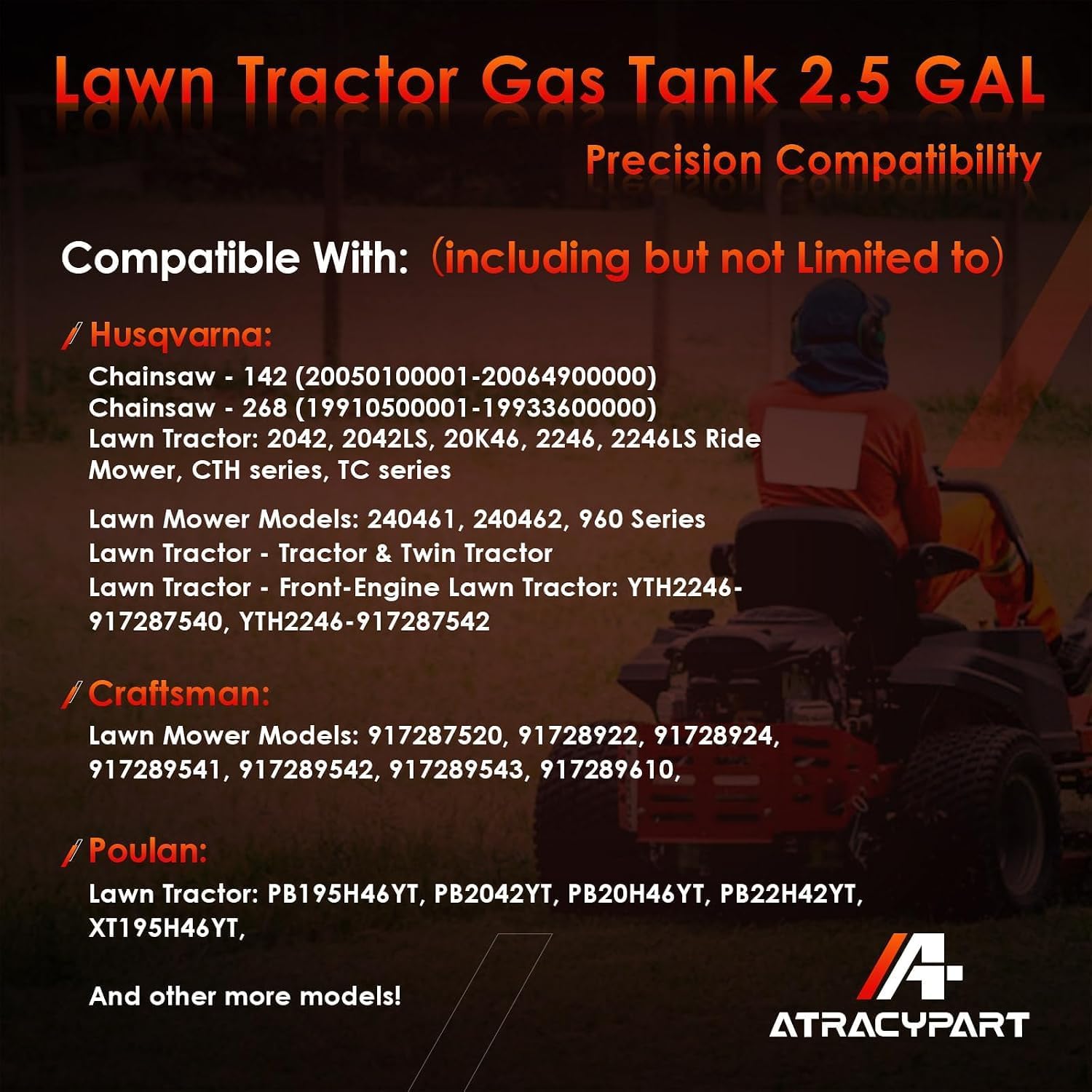Fuel Gas Tank with Cap, Fit For Husqvarna, Craftsman & More Lawn Mowers