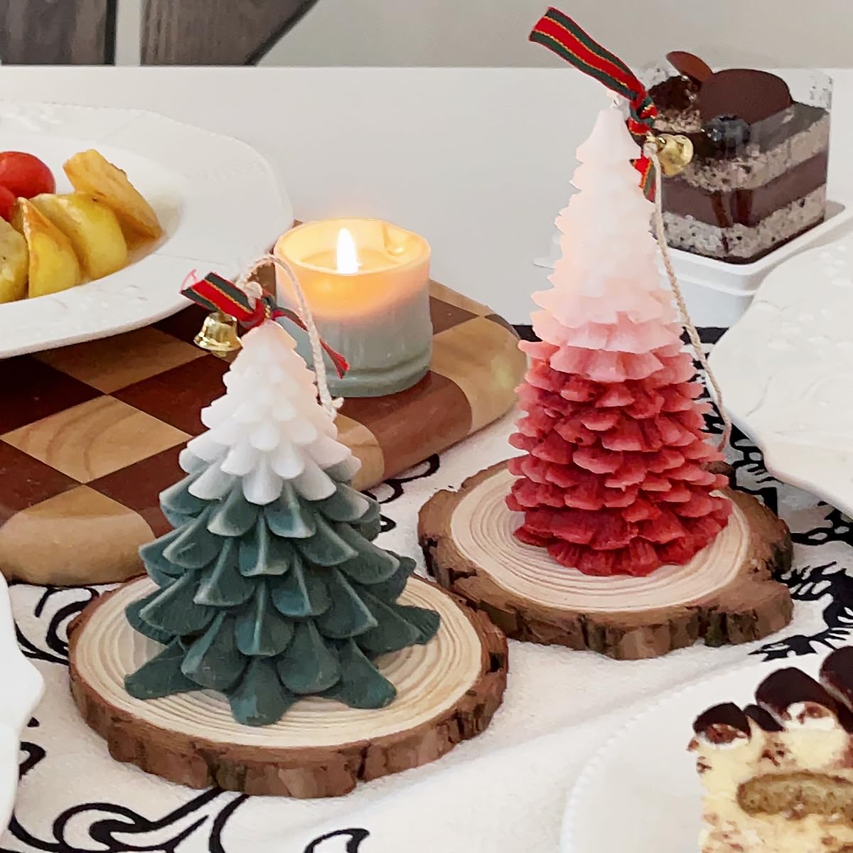 Moule Bougie Noel, Moule Silicone Bougie Noel 2 Pièces