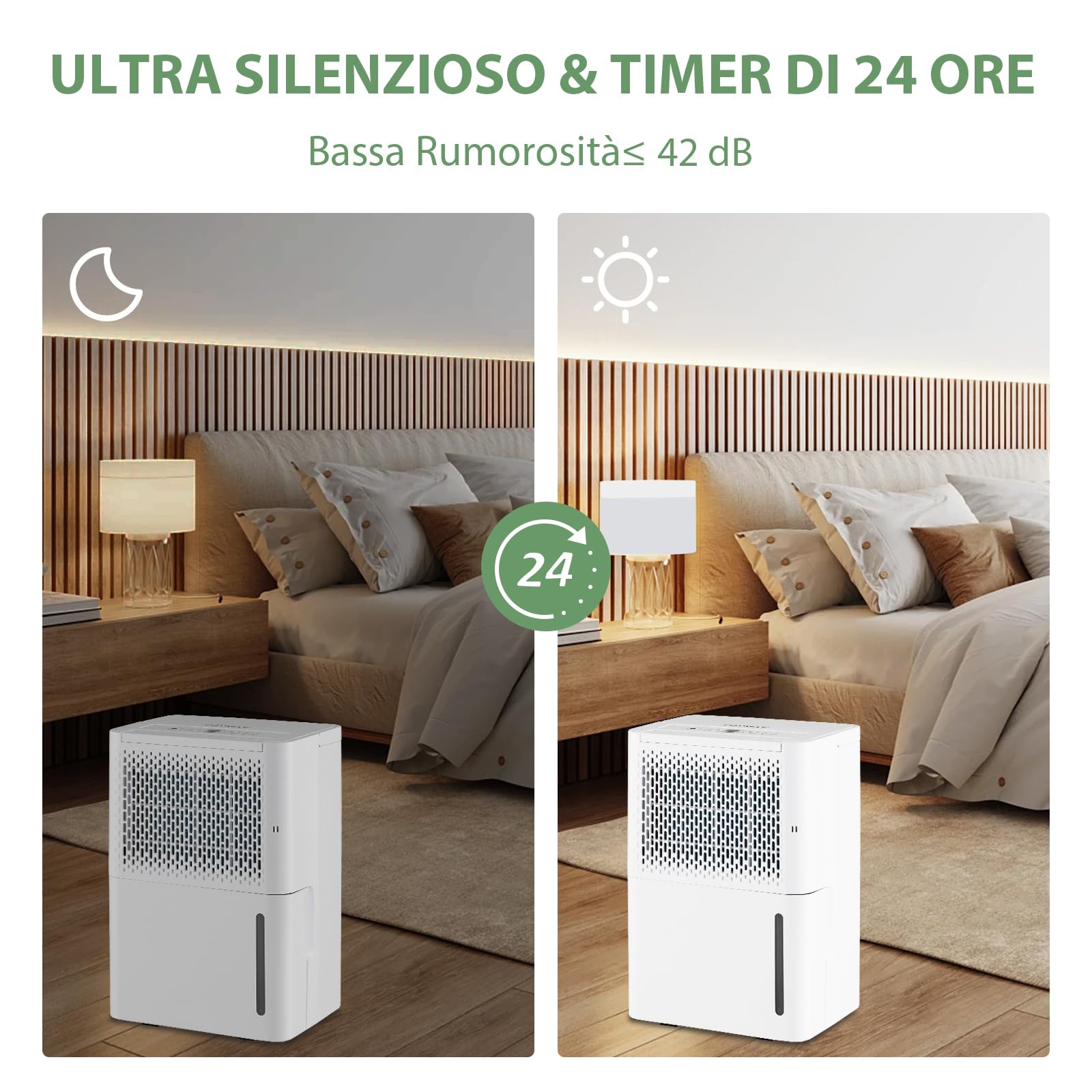 COSTWAY 12L Deumidificatore per Casa, Silenzioso ed Efficiente con Modalità Continua/Asciugatura/Auto, Timer 24 Ore, Maniglia Portatile, Ideale per Cantine Bagno e Camere da Letto