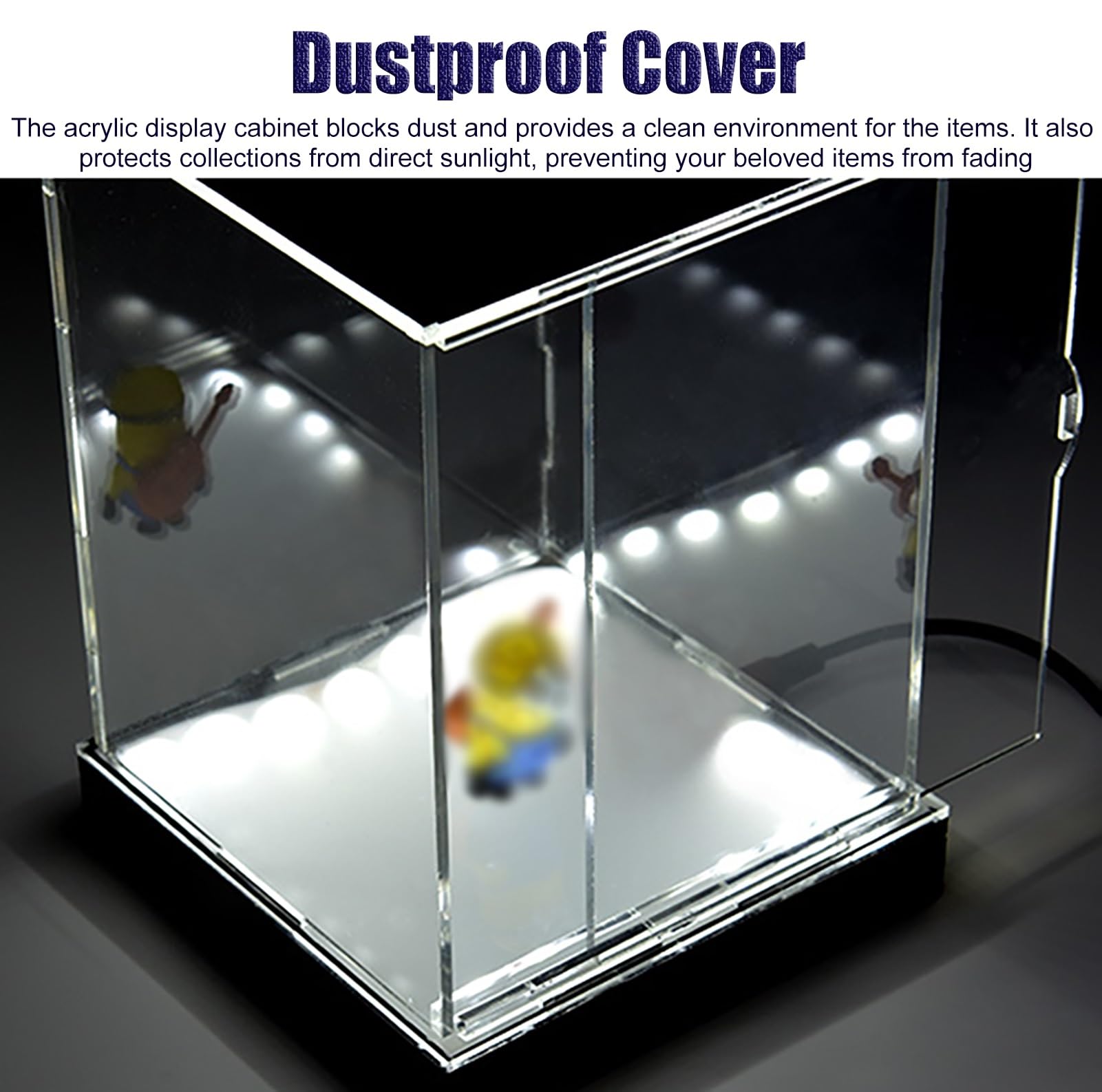 Urna Metacrilato Vitrinas de Acrílico Transparente Iluminadas para Maquetas, Vitrina Antipolvo con Base y Tapa Iluminadas, Caja de Cristal Alternativa para Miniaturas/ Juguetes(15x25xH20cm/6x10x8")