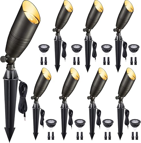 Gardenreet Foco de paisaje de latón macizo, 12 V CACC, impermeable, luces LED de bronce para exteriores, iluminación de bajo voltaje con cable para disponible en Yaxa Colombia