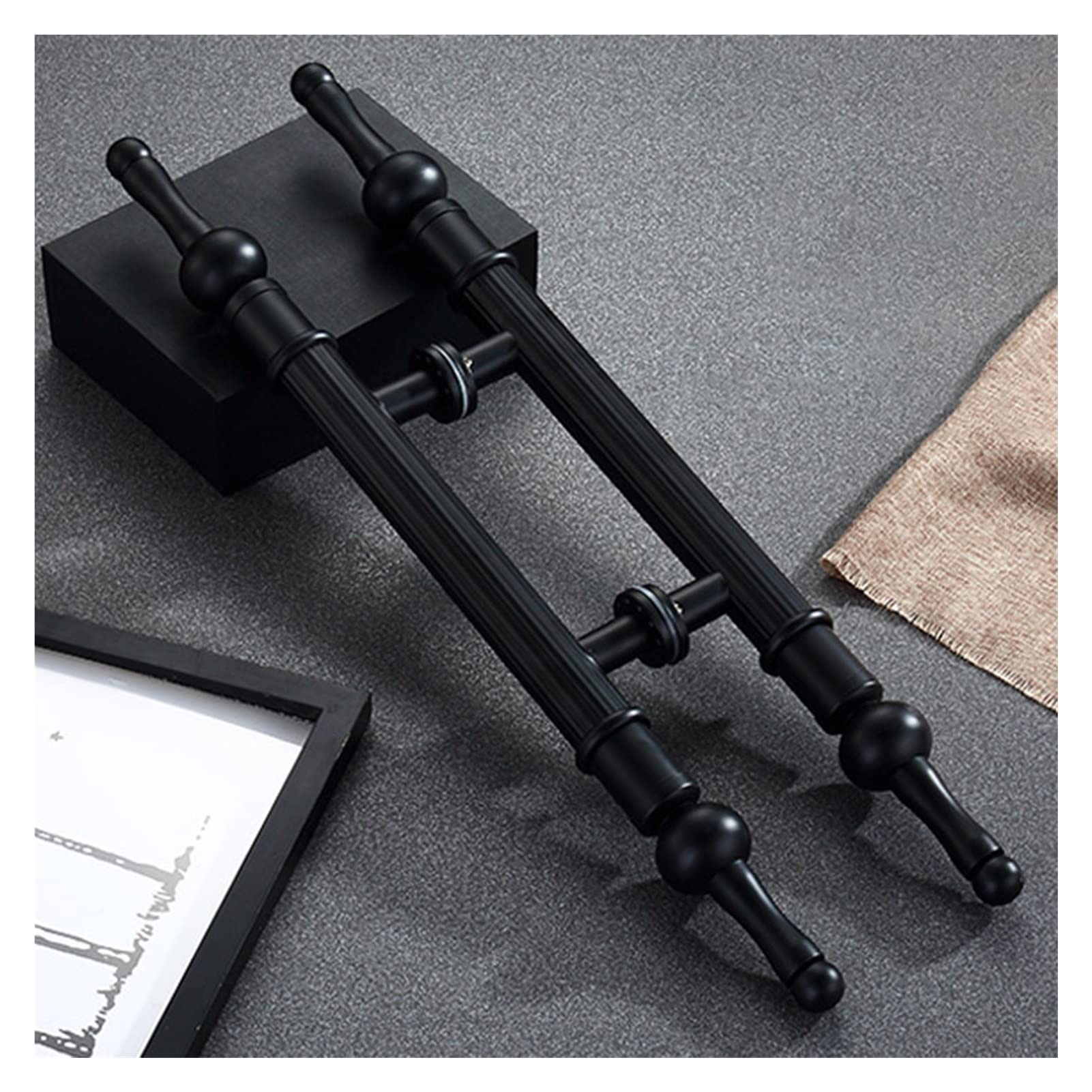 CWCQGH 26in/34in/50in Metal Round Entry Door Handle,Modern Steel Push Pull Door Handle for Shower Glass Sliding/Barn Door/Wood Door,Include Fittings,Black 1-66cm/26in