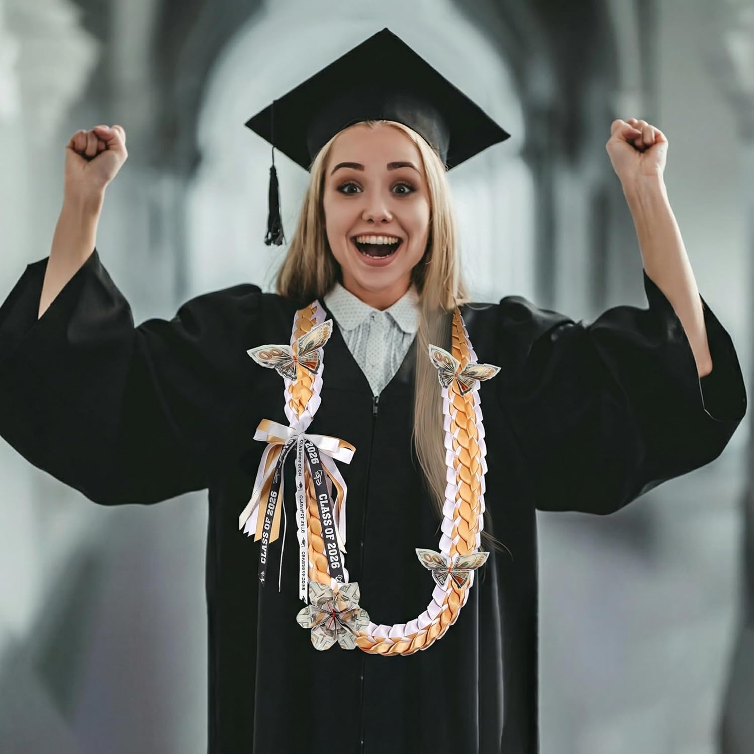 Graduation Leis 2026 Graduation Ribbon Lei graduation necklace Graduation Leis Class of 2026 Graduation gift Braided necklace for men and women party accessories