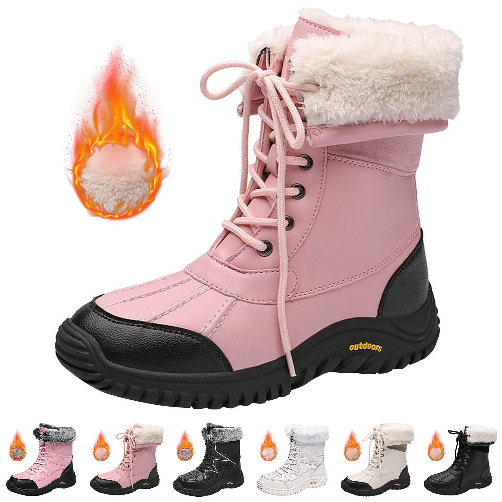 Generisch Bottes de neige imperméables pour femme : chaussures de trekking doublées chaudes bottes d'hiver pour femme antidérapantes chaussures d'extérieur résistantes à l'usure chaussures d'hiver