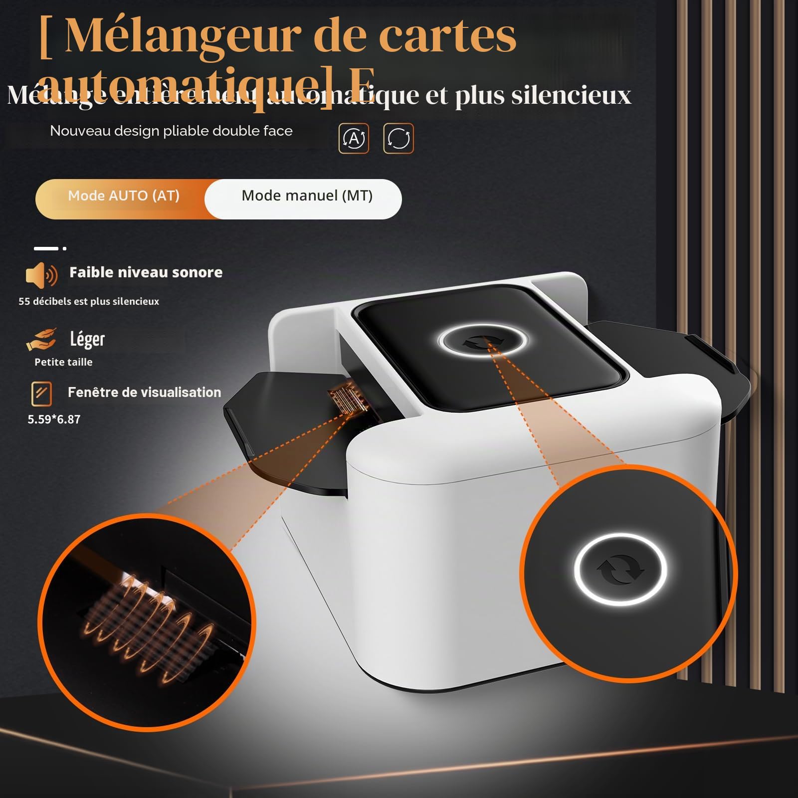 M5 - Mélangeur de cartes automatique rechargeable à 2 plateaux, batterie intégrée 2000 mAh, charge USB-C, mélangeur automatique intelligent portable pour UNO Poker Blackjack Skip-Bo Texas