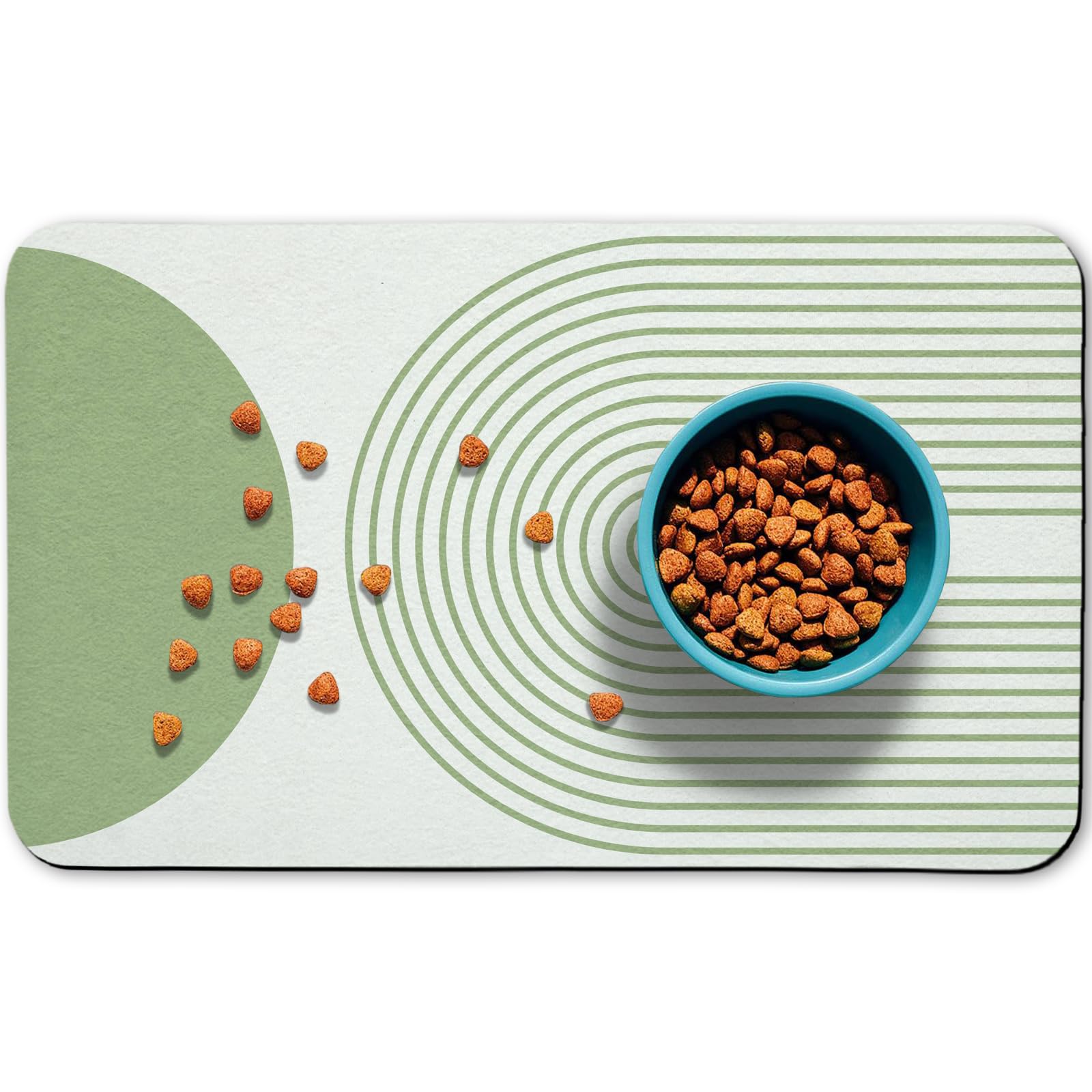 Dog Food Mats for Floors Waterproof, Cat Water Bowl Mats Pet Feeding Absorbent Mat Placemats for Food and Water Green Bohemia 12 * 20 inch