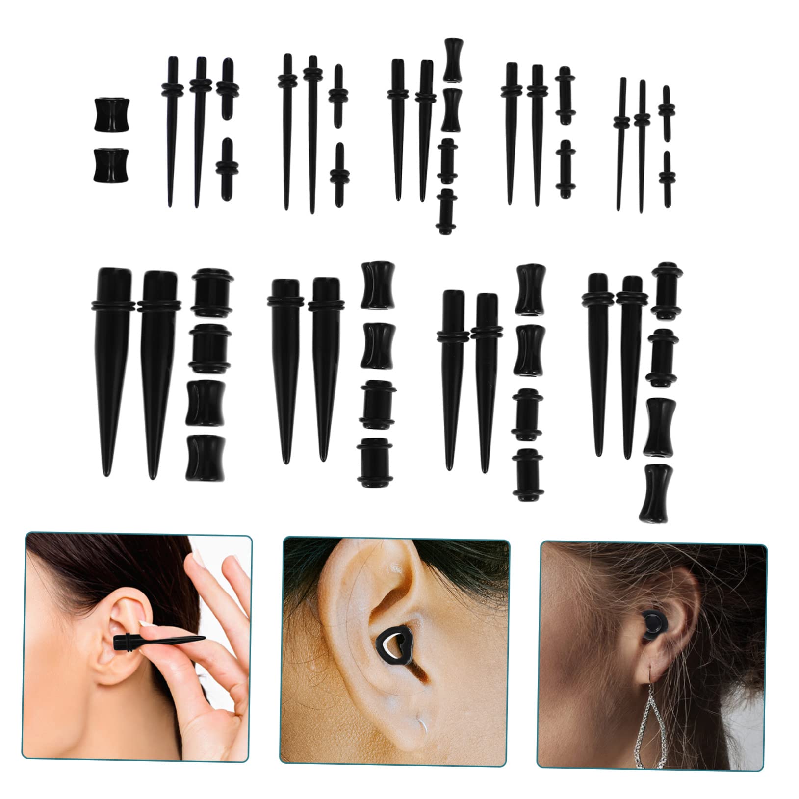 Holibanna Elegant 48-piece Ear Piercing Jewelry Gauges Kit Easy to Wear Fashionable Ear Stretchers