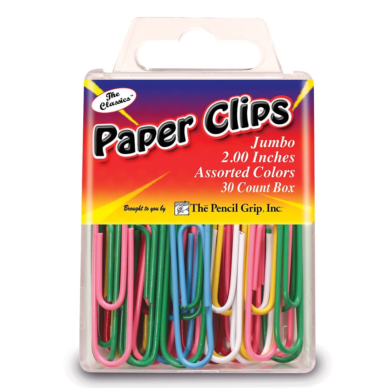 The Pencil Grip Tpg238-24 2-Inch Vinyl-Coated Paper Clips, Assorted Colors, 30 Per Pack, 24 Packs