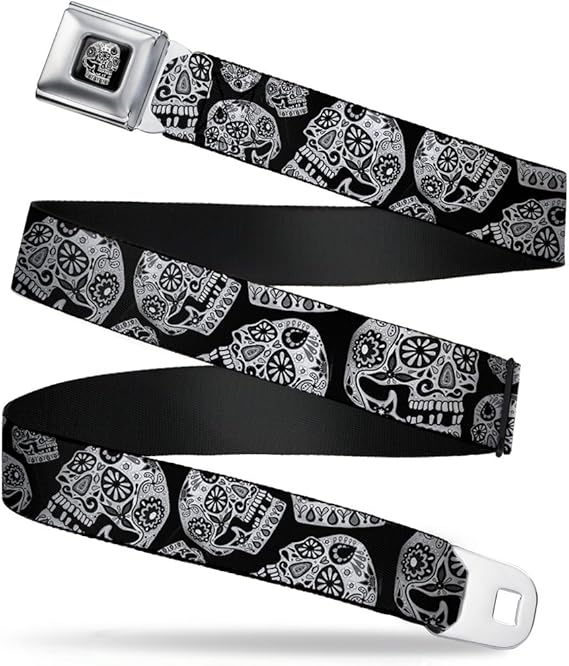 Seatbelt Belt - The Dust of Living II Sugar Skulls Black/White - 1.0
