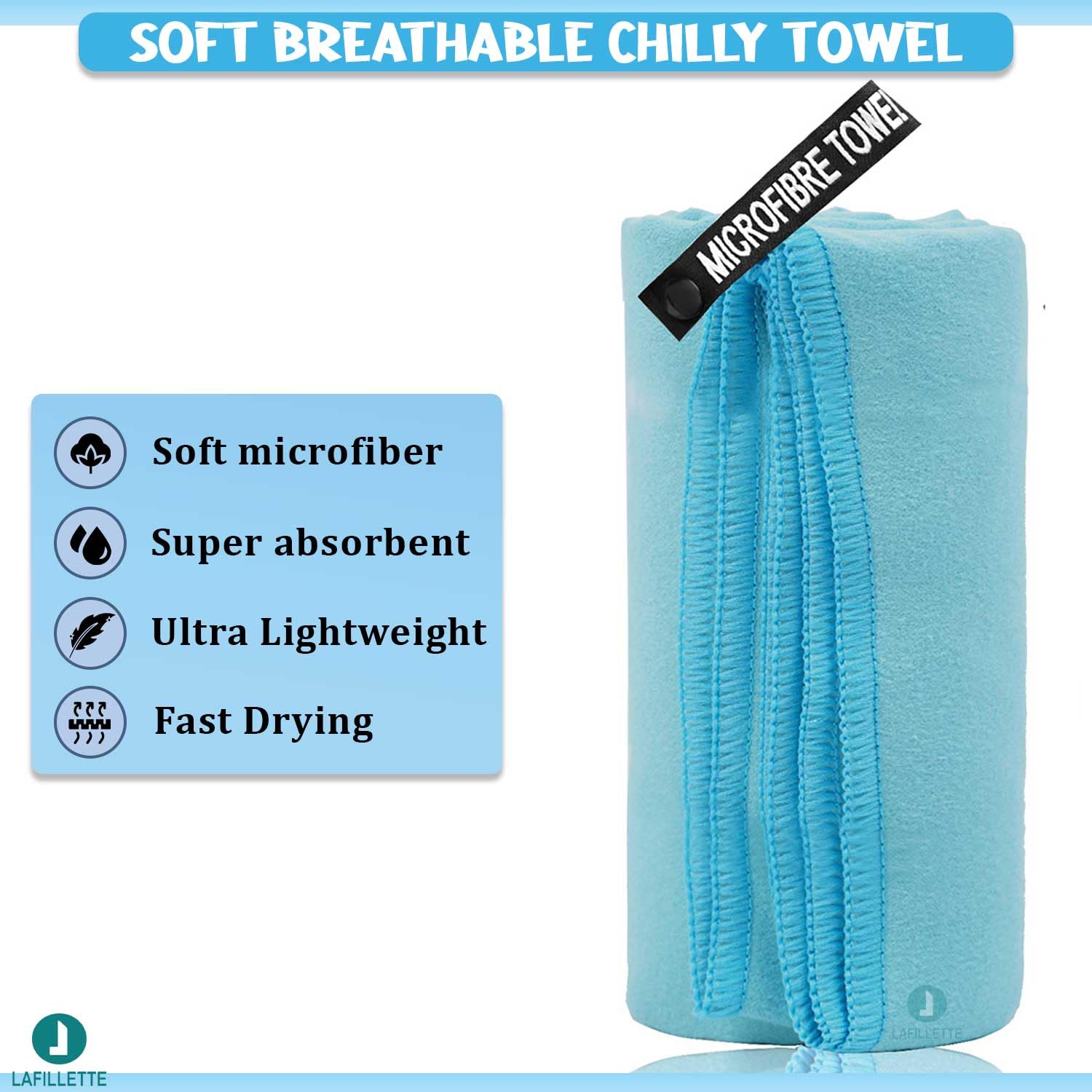 LAFILLETTE Quick Dry Lightweight Towel Suitable for Trip, Beach, Shower, Backpacking, Pool (Light Blue) 4