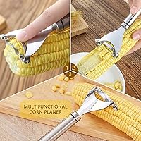 Vista 3 de Pelador y cepillador de maíz de acero inoxidable, juego de 4 piezas, mango ergonómico, removedor de granos de maíz, herramienta mágica para pelar