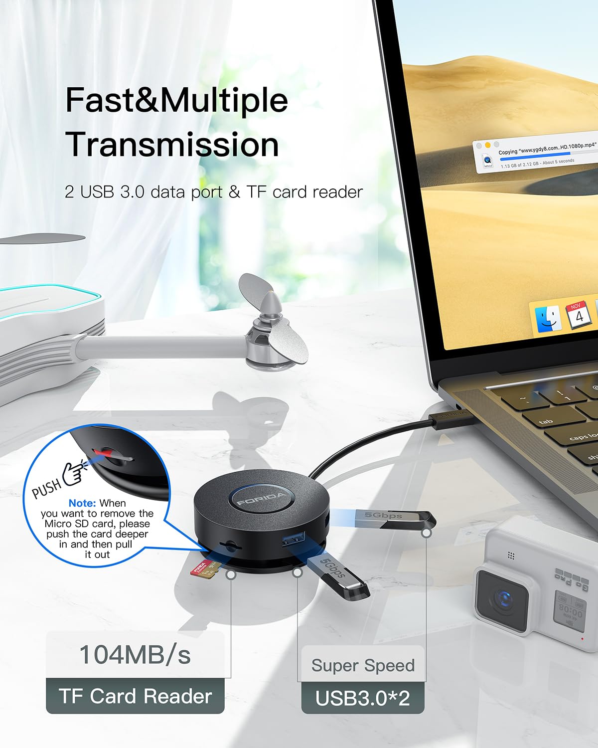 Docking Station Dual Monitor, docking station USB C a 7 porte con doppia porta HDMI 4K, 100 W PD, lettore di schede Micro SD, 2 USB 3.0, Gigabit Ethernet, per MacBook/Dell/HP/Lenovo