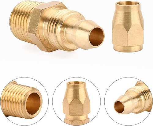 Miniatura 2 de Kit de reparación de manguera de aire, paquete de 4 unidades de empalmador de manguera reutilizable de latón macizo de 14 pulgadas (4 piezas de 14