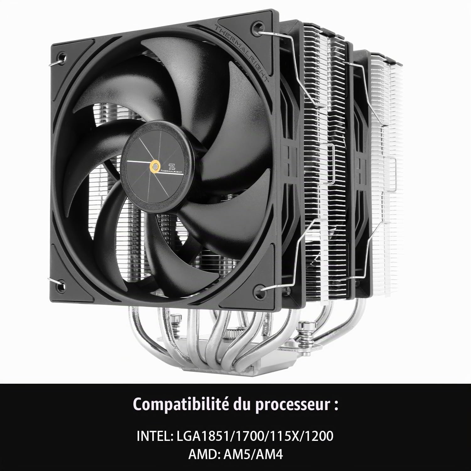 Thermalright Peerless Assassin 120 Black V3 Refroidisseur d'air pour processeur, 6 dissipateurs thermiques avec deux ventilateurs TL-P12 PWM, design top cover, pour AM4/AM5, Intel LGA 1851/1700/115X
