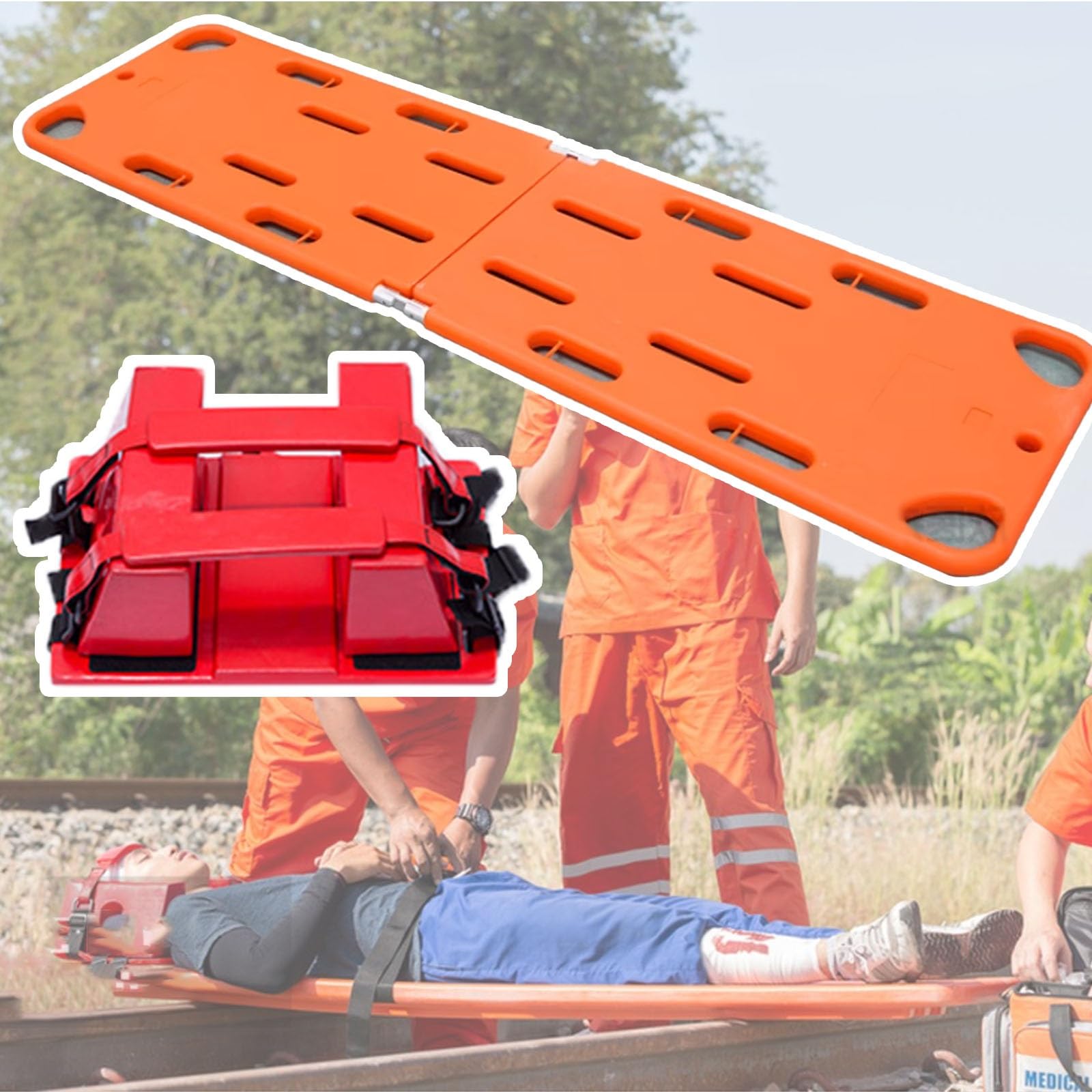 Civière d'urgence contre les traumatismes cervicaux avec planche de sauvetage rigide