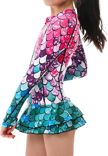 Miniatura 2 de YOLIPULI Rashguard de manga larga para niñas, traje de baño de una pieza con protección UV