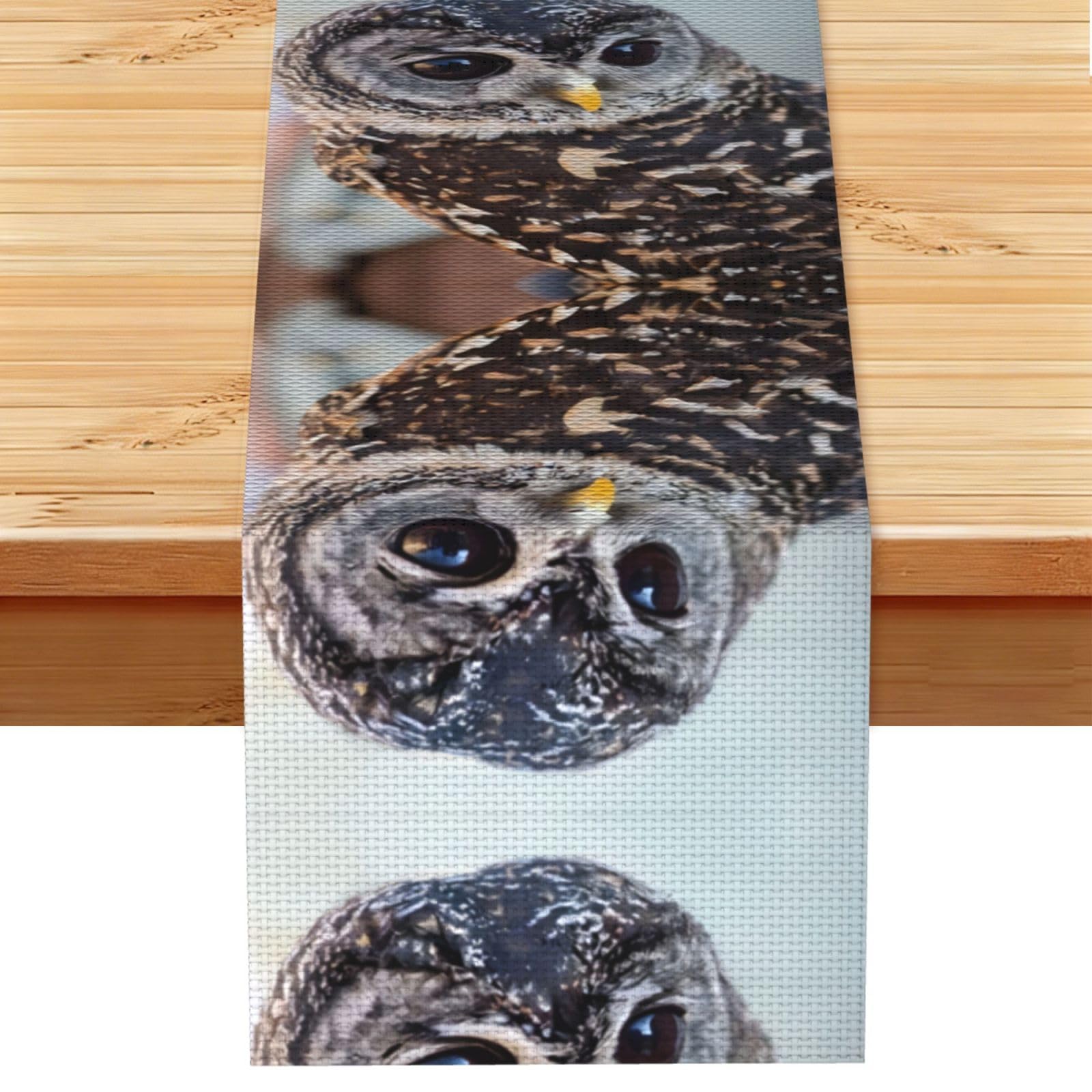 Cute Owl Linen Feel Table Runner Wedding Party Home Decoration