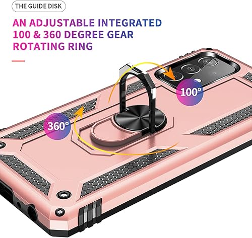 Miniatura 3 de ADDIT Funda A52 5G, compatible con Samsung Galaxy A52 4G5G, funda protectora de grado militar con anillo de montaje en automóvil para A52 4G5G, oro