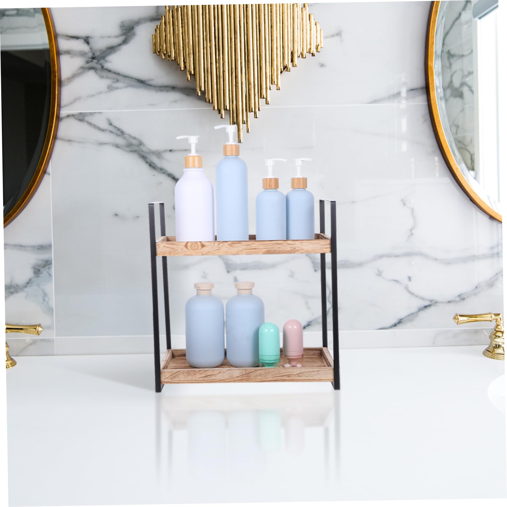 Abaodam Holzregal Für Arbeitsplatte Stehendes Gewürzregal Als Küchenregal Schreibtischregal Eckregal Aus Holz Kosmetikregal Für Badezimmer Badezimmer-organizer Als Toilettenartikelregal