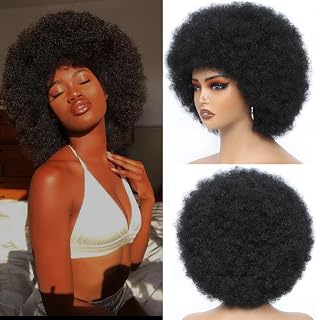 Afro Wigs for Black Women 70s Disco Wig for Women Natural Curly Bouncy Fluffy Afro Wigs for Daily and Costume Cosplay (1B#)