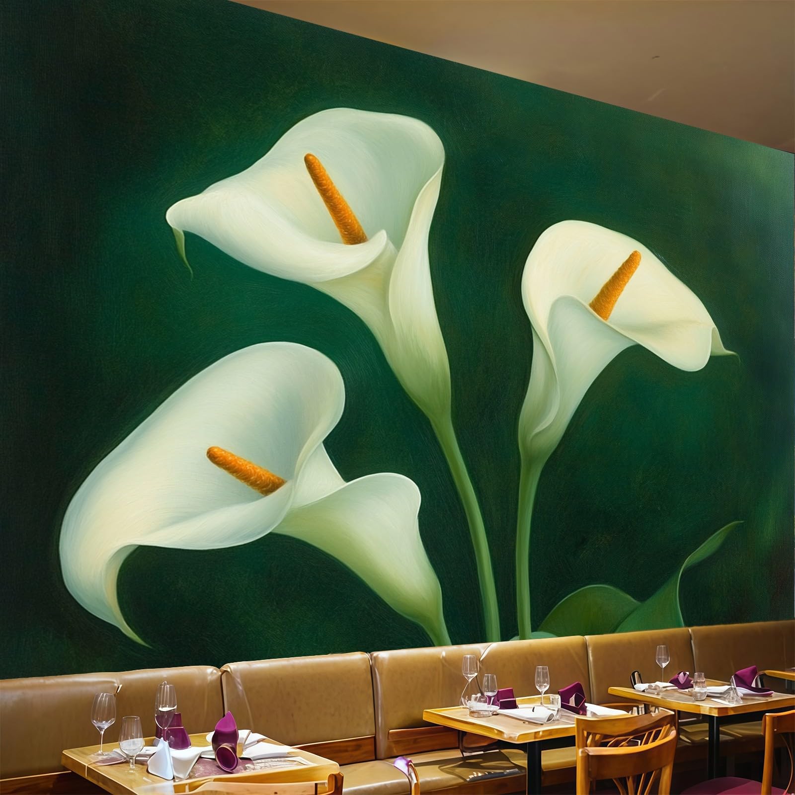 Papier peint panoramique intissé lys calla pour créer une ambiance nature salon