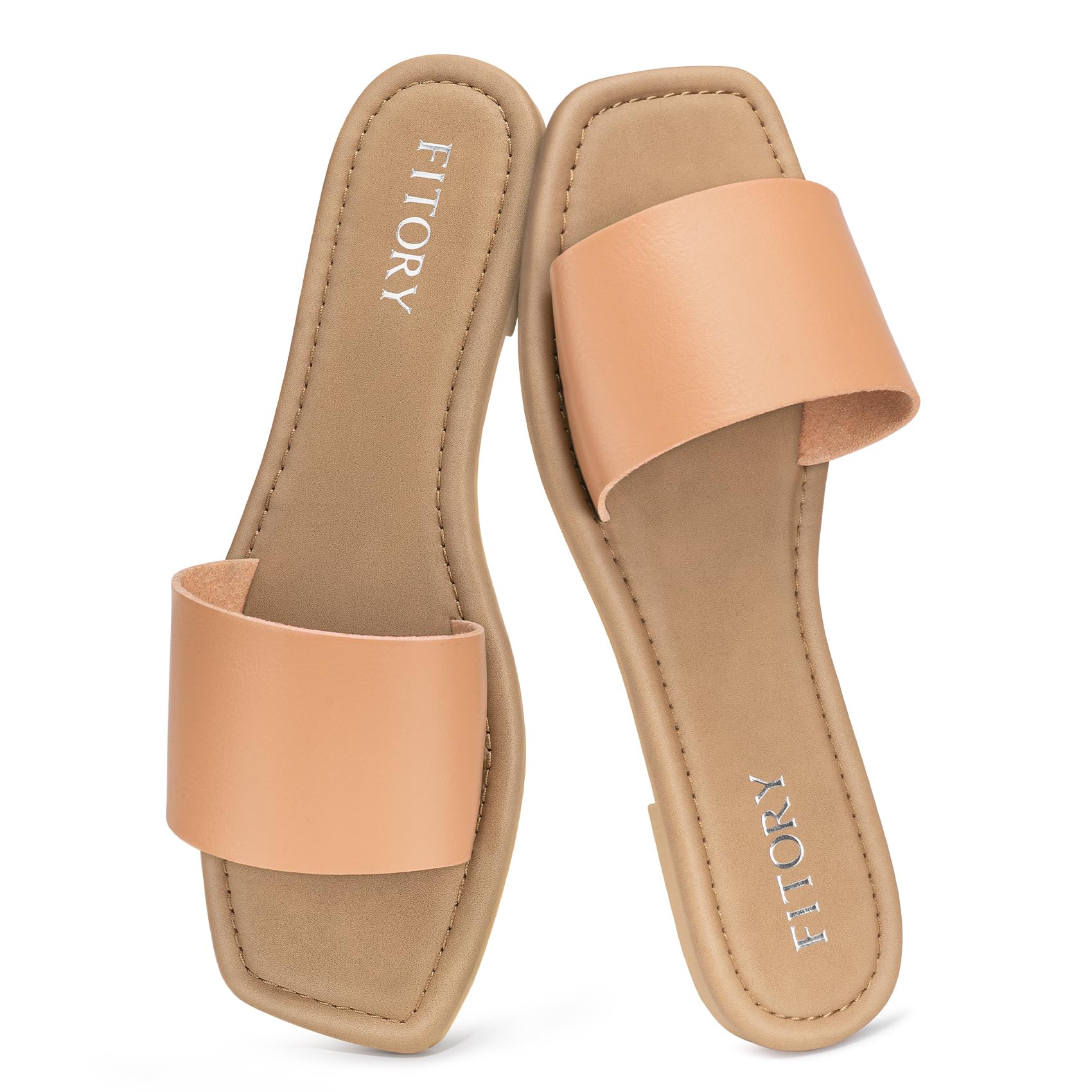 FITORY Womens Slide Sandals Dressy Flat Comfortable Slippers for Summer