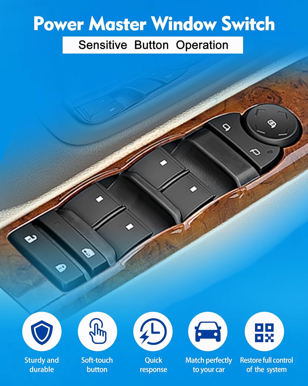 20835552 Driver Side Master Power Window Switch Fit for Chevrolet Silverado 1500, Silverado 2500 HD, Tahoe, Suburban 2500, Avalanche & GMC Sierra 3500 HD, Yukon XL 1500 & Cadillac Escalade ESV EXT