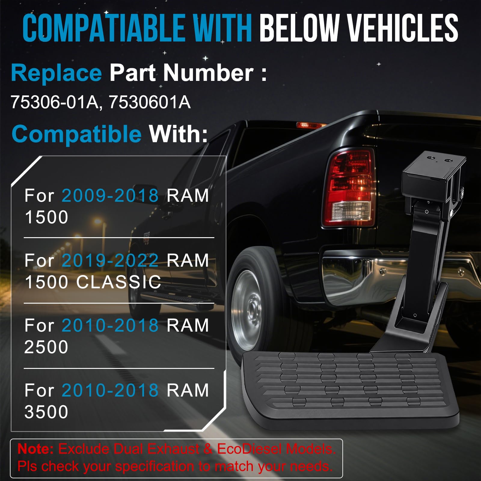 Snapklik.com : Keriolee Retractable Rear Bed Step For 2009-2018 Ram ...