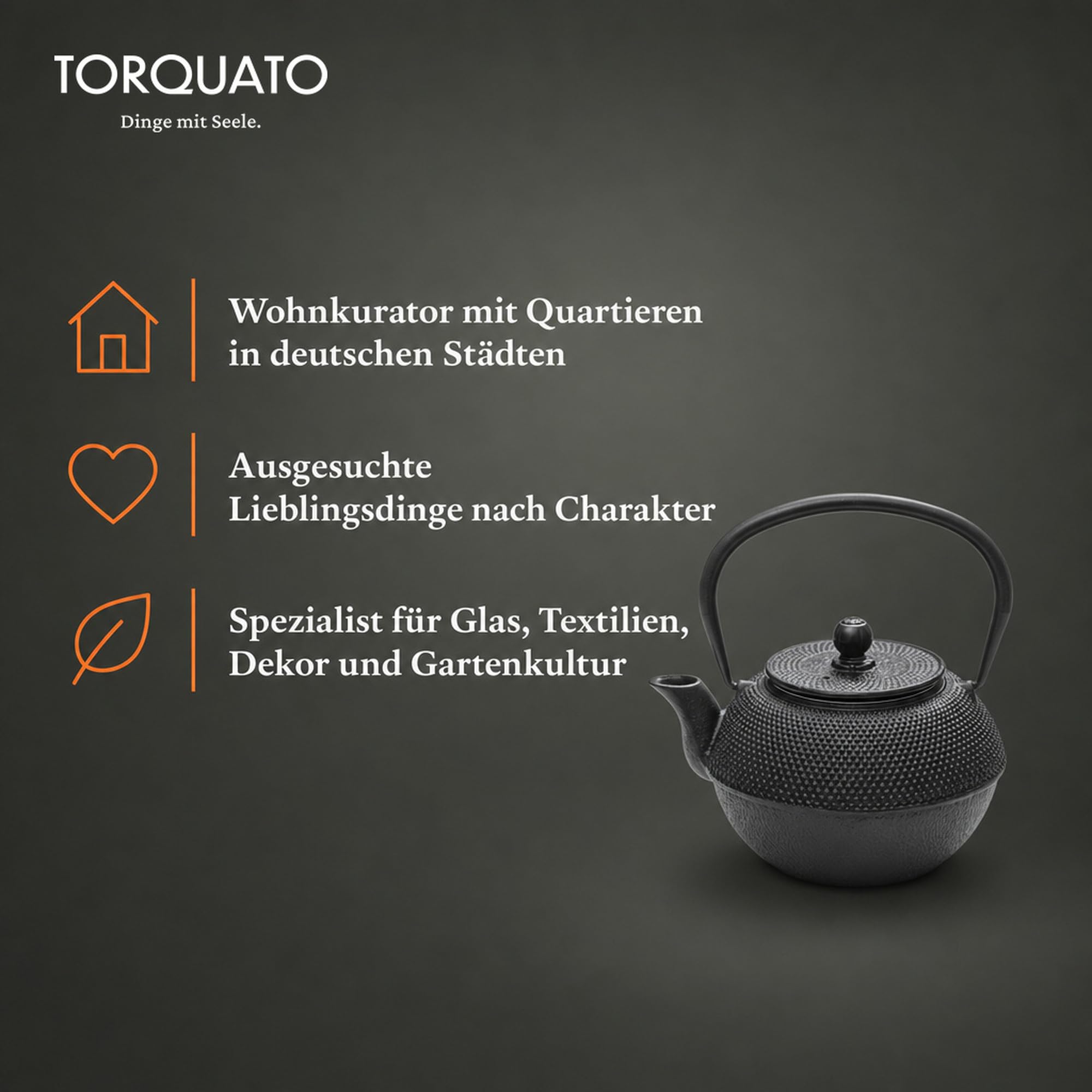 Torquato Teekanne Gusseisen Okagane 1,2 l, handgefertigt | emaillierte Innenseite, integrierter Edelstahlfilter, mattschwarz lackiert, Wärmespeicher