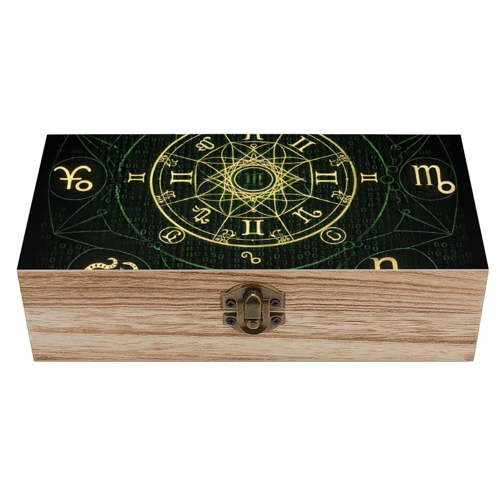 HLBSDM Sacred Geometry Symbols Sun Moon Trippy Purple Wooden Storage Box