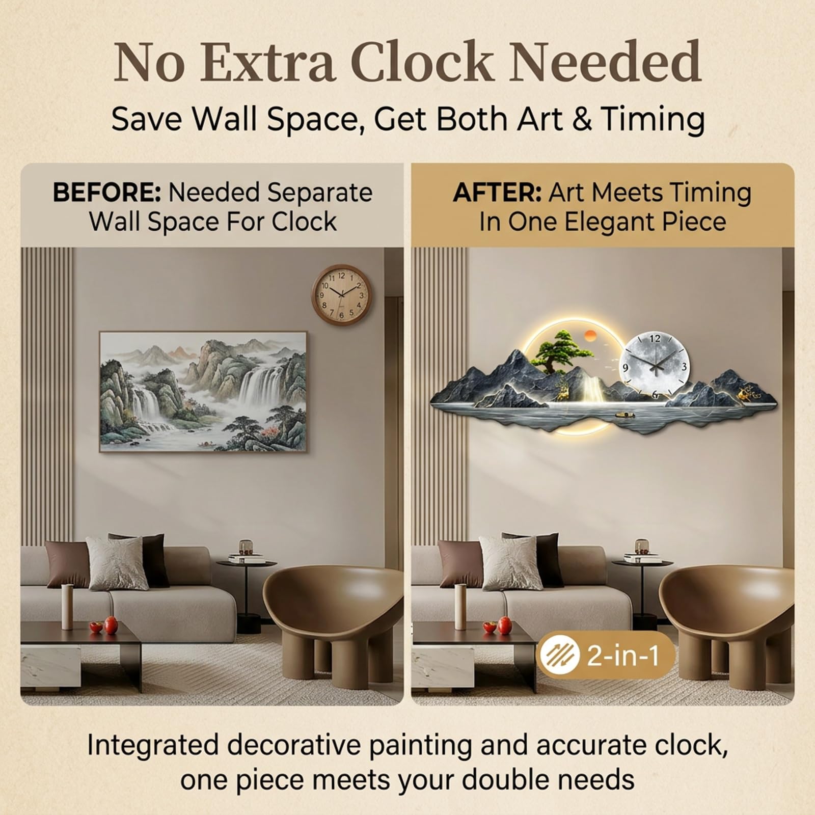 Reloj de Pared 3D con Luces LED, Arte Moderno para Decoración de Sala