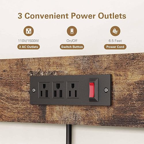 Miniatura 2 de Anycoo Estante para panaderos con 3 tomas de corriente, soporte de microondas de 4 niveles con almacenamiento, estante de cocina independiente de