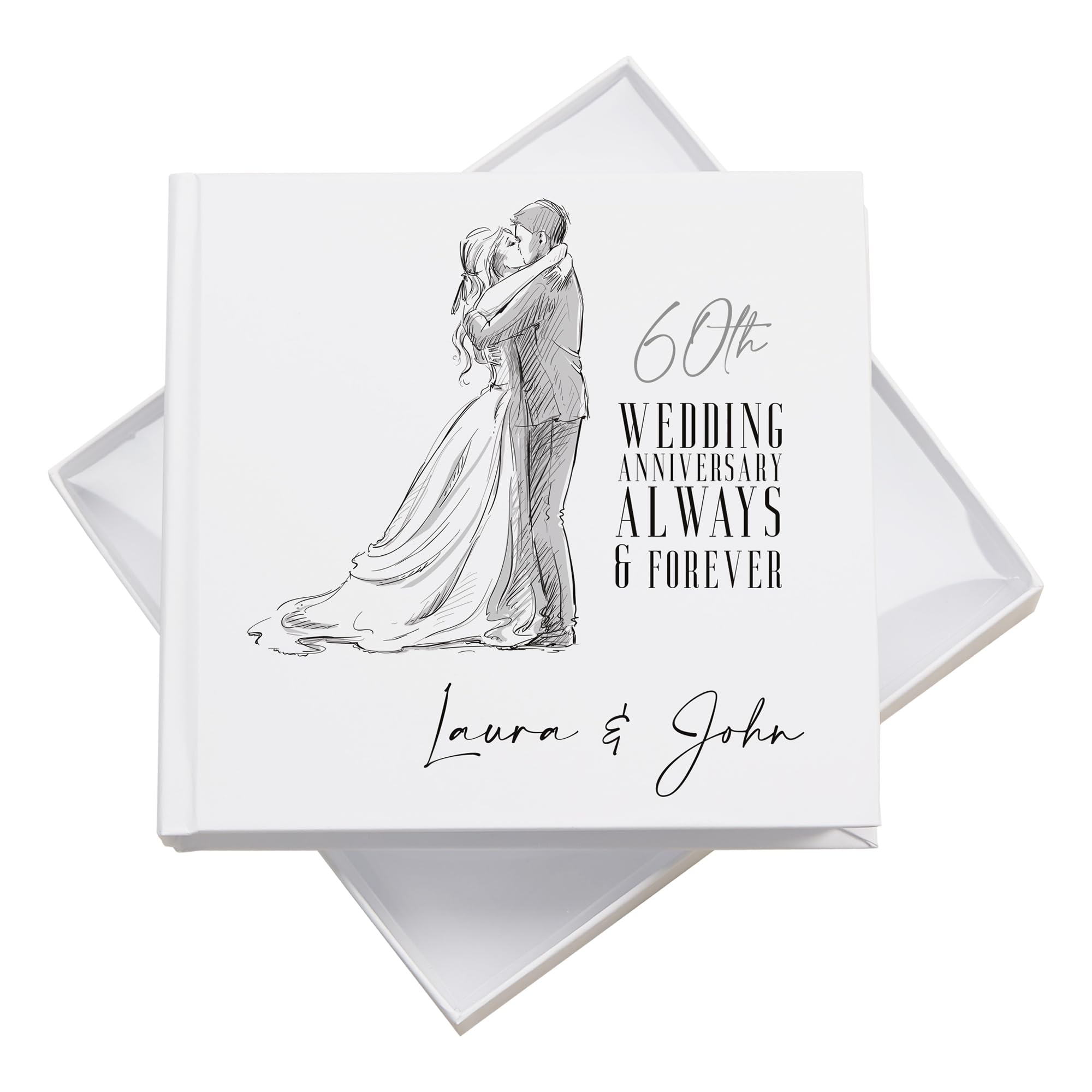 Ukgiftstoreonline White Personalised 60Th Wedding Anniversary Photo Album Gift