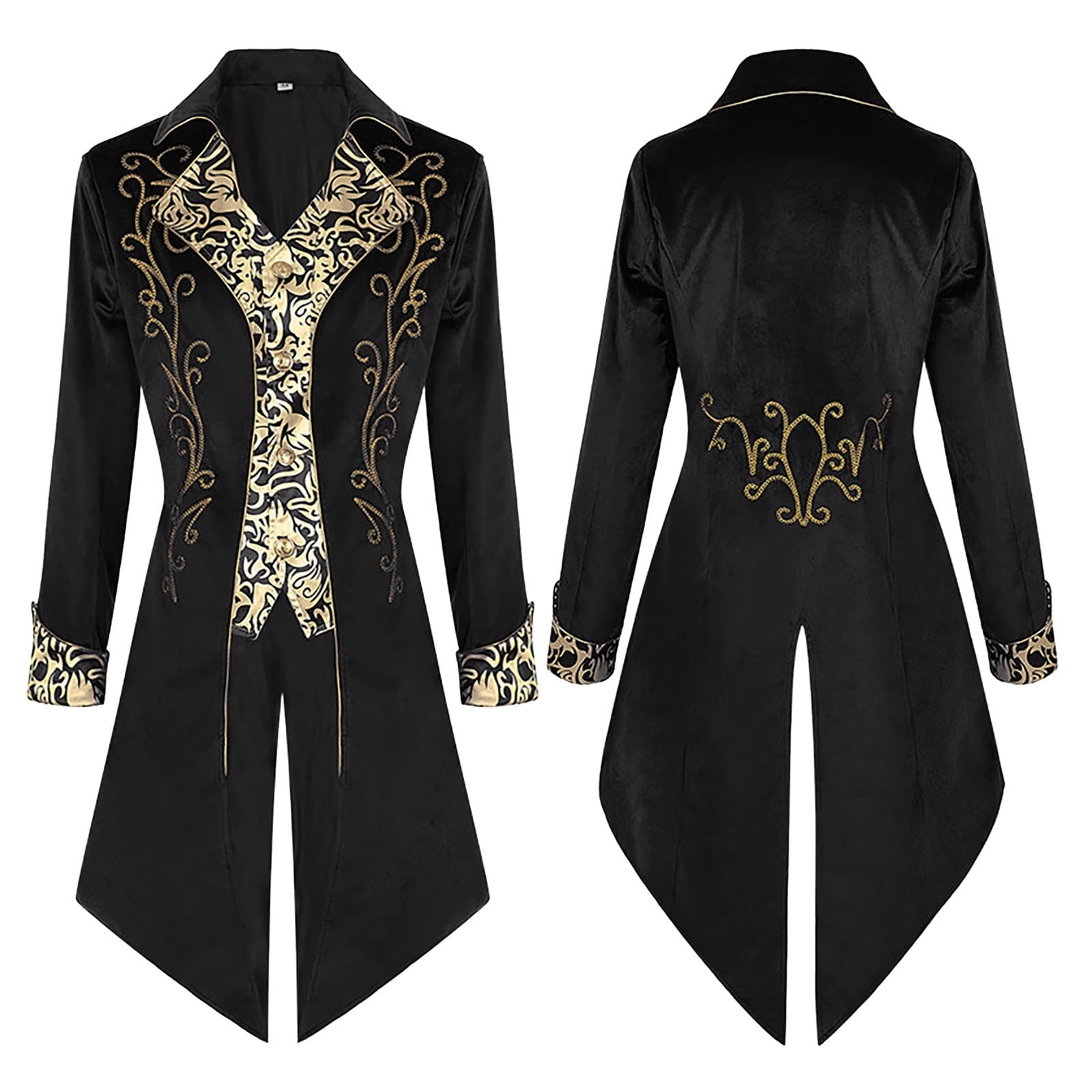 Giacca da uomo vintage frack steampunk gotica vittoriana retrò media lunghezza cappotto punk carnevale cosplay costume smoking uniforme nero gotico gilet rinascimentale