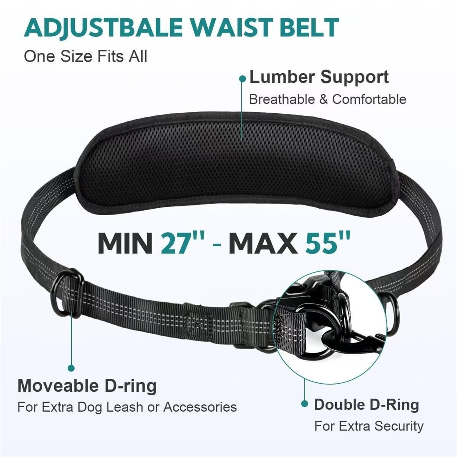 Laisse Mains Libres pour Chien avec Ceinture, Laisse Élastique À Poignée Simple Ou Double avec Pochette pour Promener(Blue,Double)