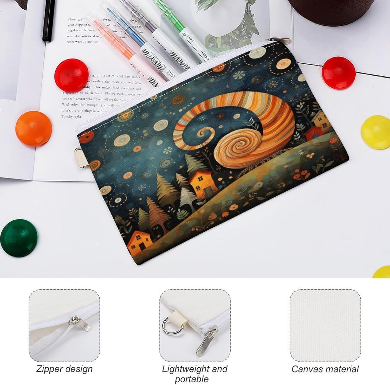 Snail Element Picture Coin Purse Portable Canvas Coin Pouch with Zipper Mini Coin Pocket Pouch Change Holder Slim Cash Change Wallet Lightweight Cute Coin Bag for Men Women