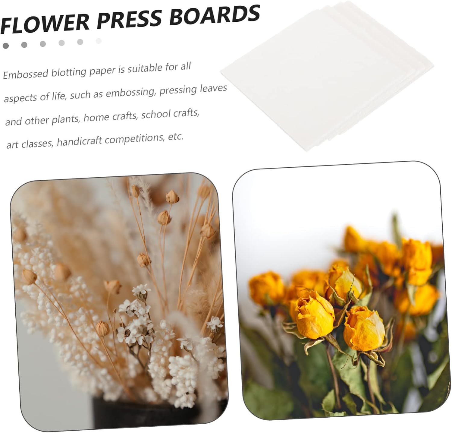 CORHAD 4pcs Reusable Plant Press Boards Water Absorbing Flower Pressing Kit for Easy Specimen Making for Dried Flower Crafting and Outdoor Activities