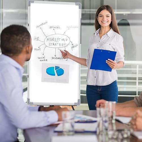 Miniatura 5 de Paquete de 3 pizarras de borrado en seco, pizarra blanca magnética de borrado en seco, pizarra blanca con marco de aluminio plateado, tablero de