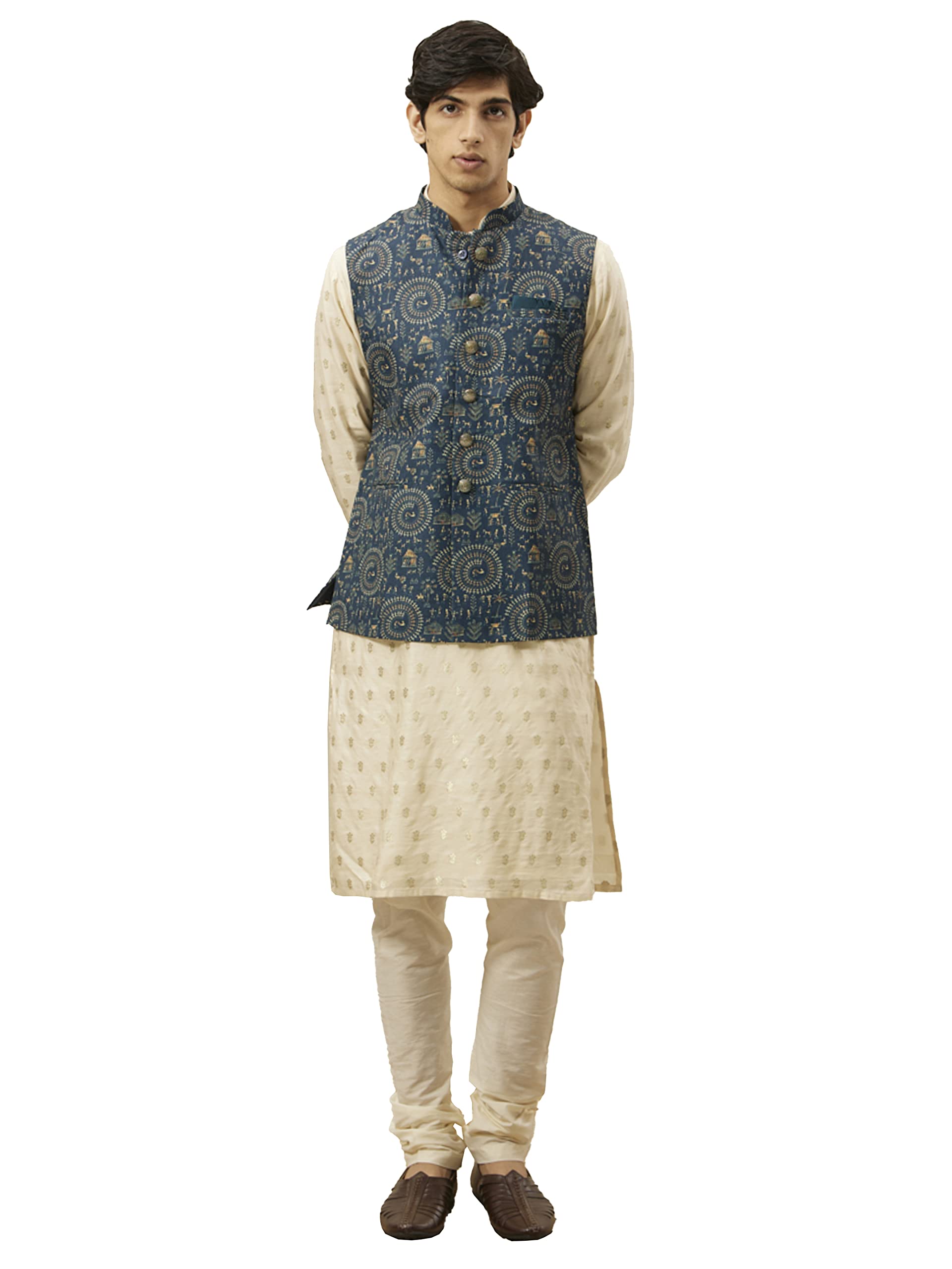 manyavar Men's Printed Jacket (JACKET ONLY)-picture-52