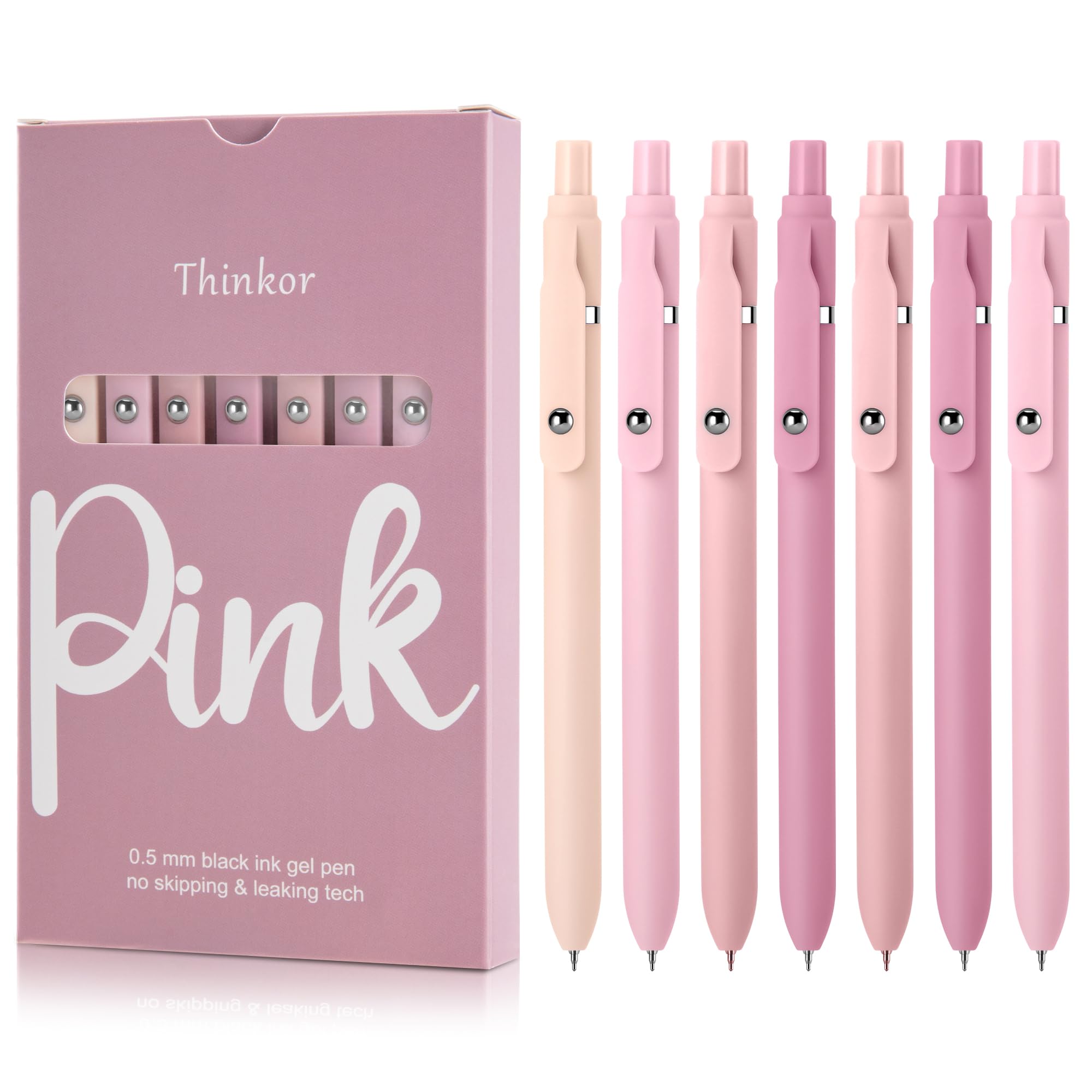 Photo 1 of thinkor Gel Pens, 7 Pcs 0.5mm Black Ink Fine Point
