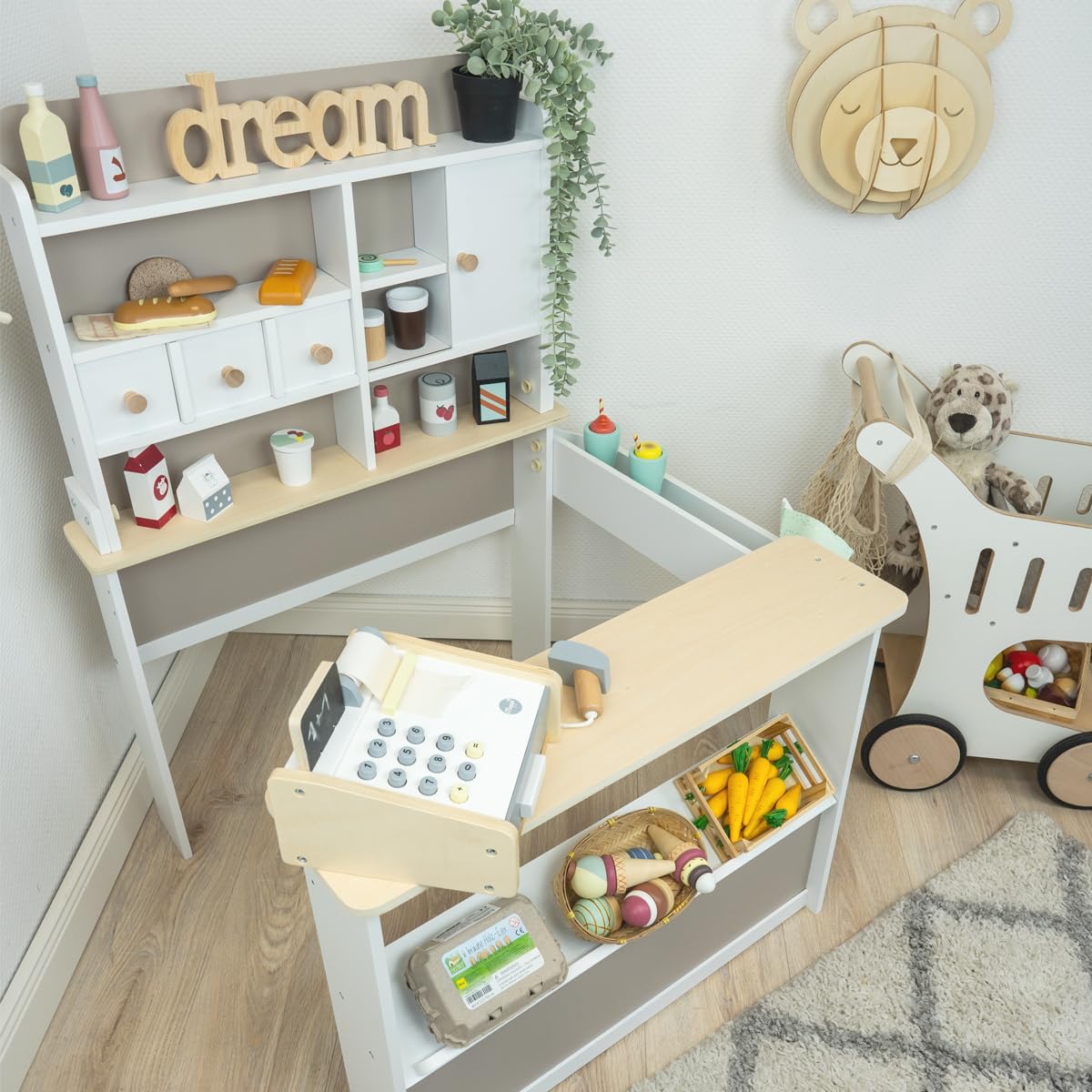 Meppi Kaufladen Nougat aus Holz - Kaufmannsladen für Kinder - Marktstand