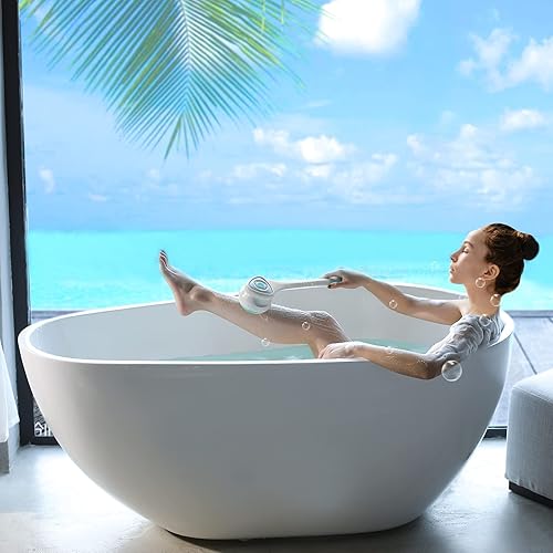 JTSea Juego de cepillos de baño eléctricos, limpiador corporal eléctrico impermeable y cepillo facial de silicona, 4 cabezales de cepillo giratorio,