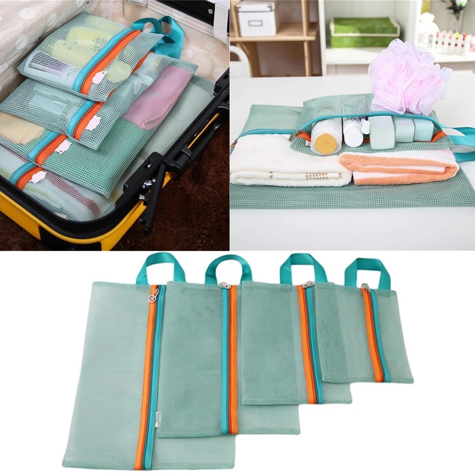 Sacs De Rangement Pour Dosettes Linge - Lot De 4 En Maille Polyester - Protection Lavage - 10x10x4 Cm