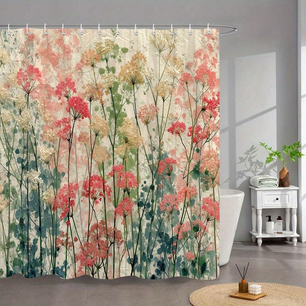 awitufhgp Abstract Floral Shower Curtain Watercolor Texture Design, Bathroom Decor, Elegant Smooth Texture Fabric Bathroom Partitions(80x100cm/31x39in(WxH))