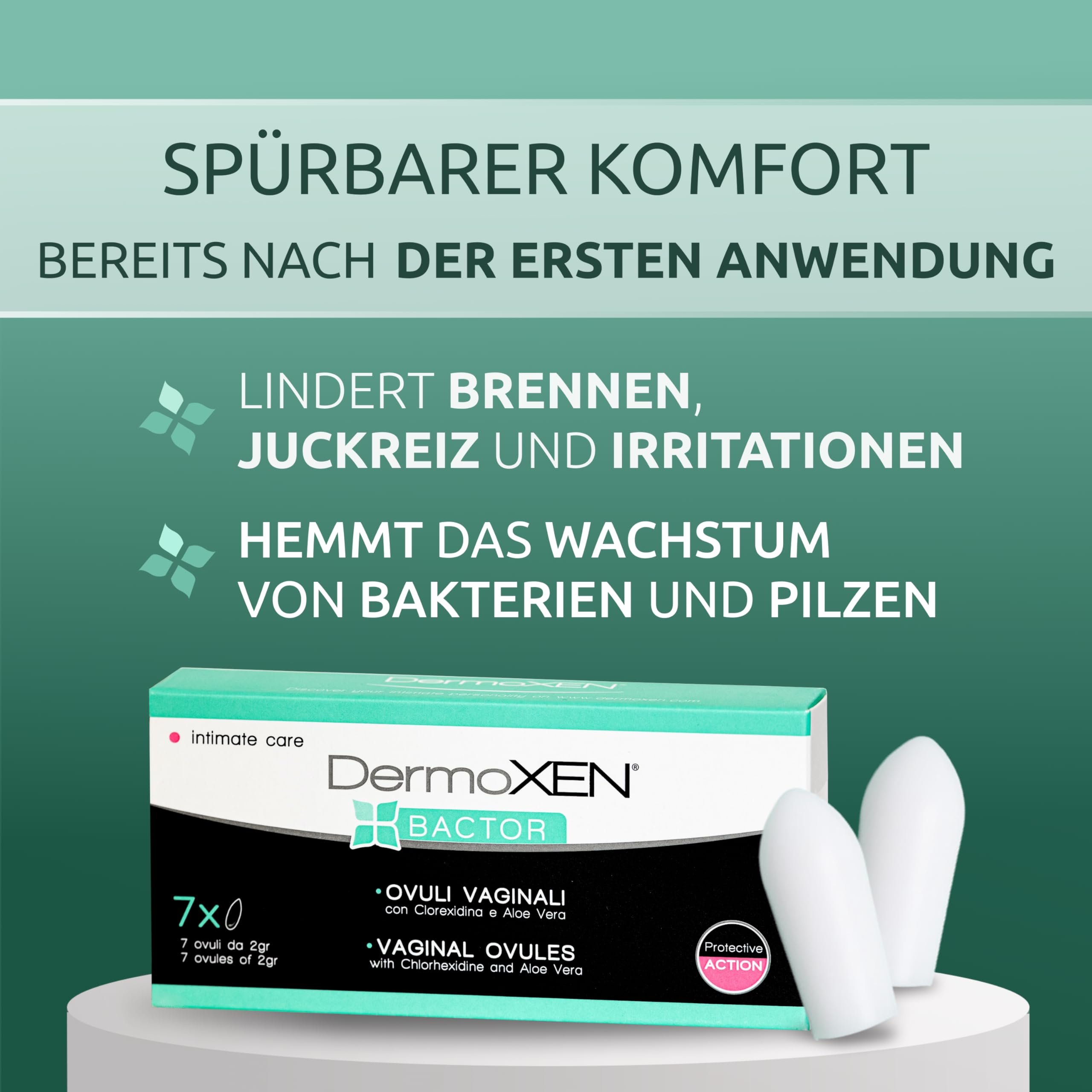 DermoXEN BACTOR Milchsure zpfchen fr scheide mit Hyaluronsure &  Propolis | bei bakterieller Vaginose und Vaginitis | Lindert Ausfluss,  Brennen, Juckreiz und Irritation | 7 St : Amazon.de: Drogerie & Krperpflege